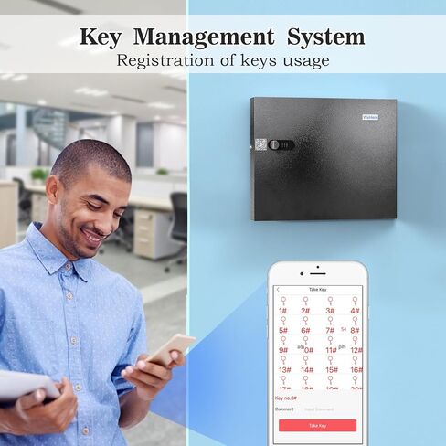 WeHere 32 Key Lock Box with Dual Lock, Combination & Key Unlock, Key Cabinet Wall Mount with Key Tag Label, Key Holder Storage Lockbox for Store, Office, Company, House, App Key Directory ERP in Saudi Arabia