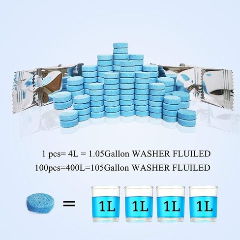 50 Pcs Car Windshield Washer Fluid concentrate Tablets,Windshield Wiper Fluid,1 Pack Makes 52.5 Gallons,1 Piece Makes 1.05 Gallons(Winter: Use With De-icer or Methanol) in Saudi Arabia