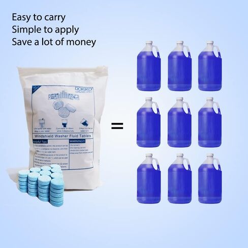 50 Pcs Car Windshield Washer Fluid concentrate Tablets,Windshield Wiper Fluid,1 Pack Makes 52.5 Gallons,1 Piece Makes 1.05 Gallons(Winter: Use With De-icer or Methanol) in Saudi Arabia
