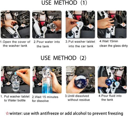 50 Pcs Car Windshield Washer Fluid concentrate Tablets,Windshield Wiper Fluid,1 Pack Makes 52.5 Gallons,1 Piece Makes 1.05 Gallons(Winter: Use With De-icer or Methanol) in Saudi Arabia