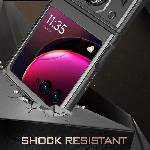 حافظة هاتف Z-flip لهاتف Motorola Razr 40 Ultra مع غطاء كاميرا ومسند مغناطيسي اجتازت الدرجة العسكرية 16 قدمًا. ملحقات الهاتف التي تم اختبارها من السقوط 2024 (أحمر) in Saudi Arabia