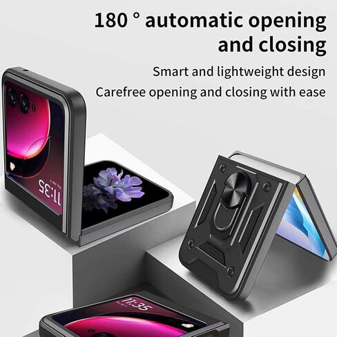 حافظة هاتف Z-flip لهاتف Motorola Razr 40 Ultra مع غطاء كاميرا ومسند مغناطيسي اجتازت الدرجة العسكرية 16 قدمًا. ملحقات الهاتف التي تم اختبارها من السقوط 2024 (أحمر) in Saudi Arabia