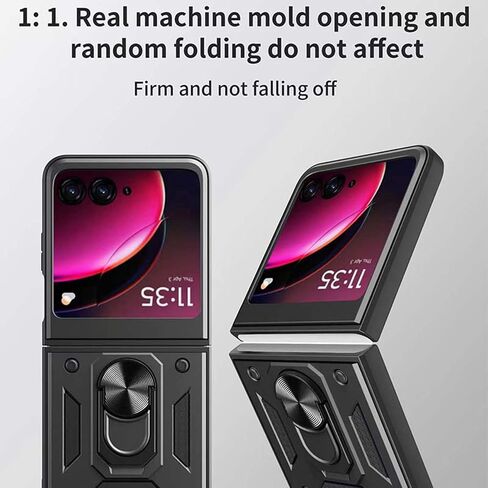 حافظة هاتف Z-flip لهاتف Motorola Razr 40 Ultra مع غطاء كاميرا ومسند مغناطيسي اجتازت الدرجة العسكرية 16 قدمًا. ملحقات الهاتف التي تم اختبارها من السقوط 2024 (أحمر) in Saudi Arabia