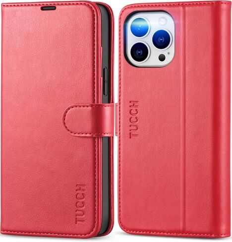TUCCH Wallet Case for iPhone 13 Pro Max (6.7") 2021, 4 Card Holders, Black | RFID Blocking, Viewing Stand, Shockproof TPU Shell, PU Leather, Magnetic Closure, Protective Folio Flip Cover in Saudi Arabia