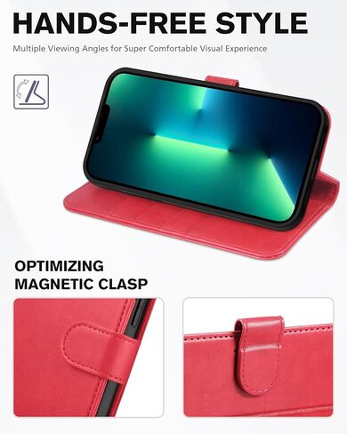 TUCCH Wallet Case for iPhone 13 Pro Max (6.7") 2021, 4 Card Holders, Black | RFID Blocking, Viewing Stand, Shockproof TPU Shell, PU Leather, Magnetic Closure, Protective Folio Flip Cover in Saudi Arabia