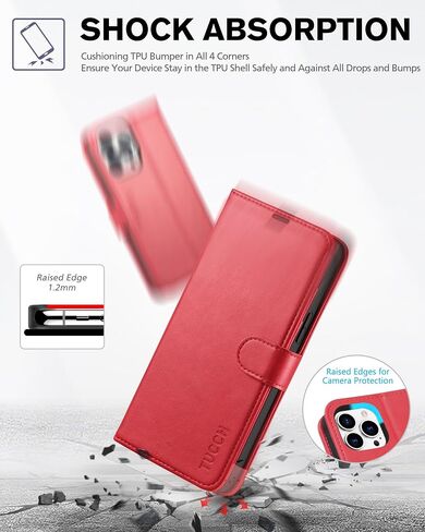 TUCCH Wallet Case for iPhone 13 Pro Max (6.7") 2021, 4 Card Holders, Black | RFID Blocking, Viewing Stand, Shockproof TPU Shell, PU Leather, Magnetic Closure, Protective Folio Flip Cover in Saudi Arabia