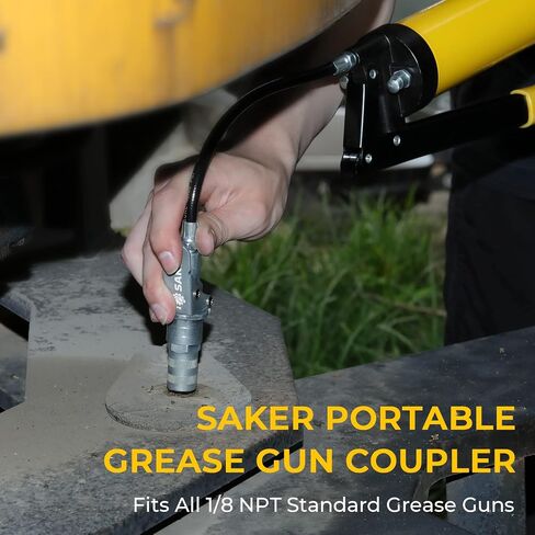 قارنة توصيل مسدس الشحوم Saker - ترقية إلى 14000 رطل لكل بوصة مربعة، قارنات الشحوم سريعة التحرير، متوافقة مع جميع تركيبات NPT مقاس 1/8 بوصة (قطعة واحدة) in Saudi Arabia