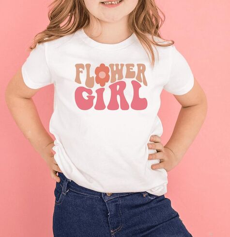 Groovy Flower Girl A Bridesmaid Proposal Flower Girl Tops for Toddler Little Girl Kids Wedding T-Shirt (3-4T, FLOWER GIRL-T Shirt) in Saudi Arabia