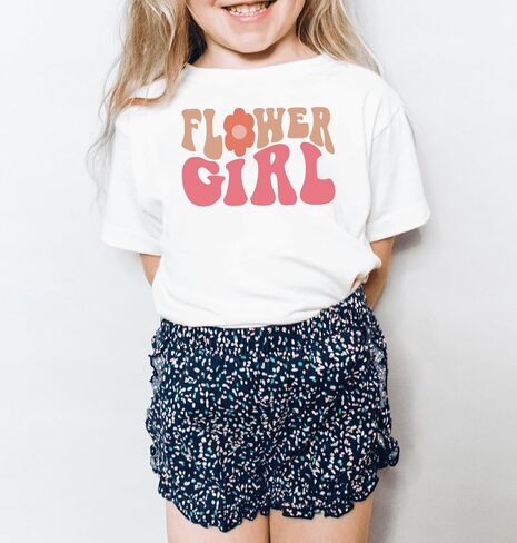 Groovy Flower Girl A Bridesmaid Proposal Flower Girl Tops for Toddler Little Girl Kids Wedding T-Shirt (3-4T, FLOWER GIRL-T Shirt) in Saudi Arabia