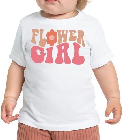 Groovy Flower Girl A Bridesmaid Proposal Flower Girl Tops for Toddler Little Girl Kids Wedding T-Shirt (3-4T, FLOWER GIRL-T Shirt) in Saudi Arabia