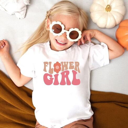 Groovy Flower Girl A Bridesmaid Proposal Flower Girl Tops for Toddler Little Girl Kids Wedding T-Shirt (3-4T, FLOWER GIRL-T Shirt) in Saudi Arabia