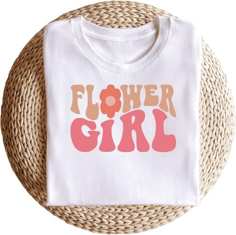 Groovy Flower Girl A Bridesmaid Proposal Flower Girl Tops for Toddler Little Girl Kids Wedding T-Shirt (3-4T, FLOWER GIRL-T Shirt) in Saudi Arabia