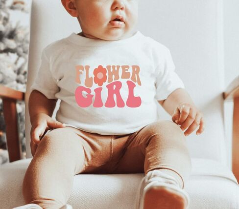 Groovy Flower Girl A Bridesmaid Proposal Flower Girl Tops for Toddler Little Girl Kids Wedding T-Shirt (3-4T, FLOWER GIRL-T Shirt) in Saudi Arabia