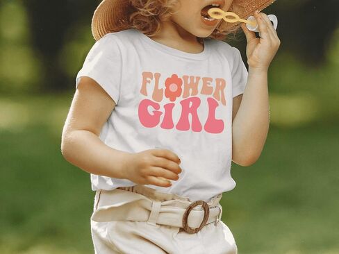 Groovy Flower Girl A Bridesmaid Proposal Flower Girl Tops for Toddler Little Girl Kids Wedding T-Shirt (3-4T, FLOWER GIRL-T Shirt) in Saudi Arabia