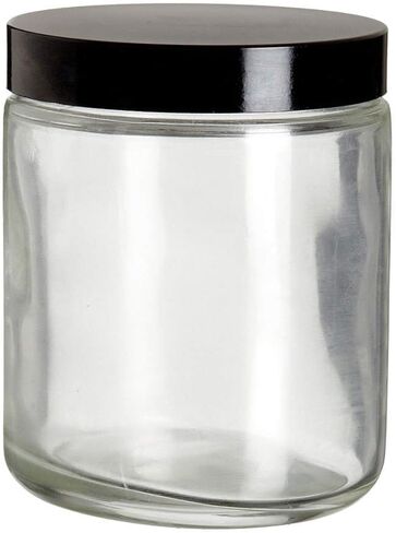 Wheaton 216627 Clear Glass Round 8oz Safety Coated Jar, with 70-400 Black Phenolic Poly-Vinyl Lined Screw Cap (Pack of 12) in Saudi Arabia