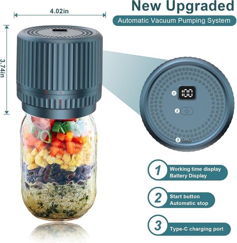 M12 Auto Stop Electric Mason Jar Vacuum Sealer - 2026 Upgrade Smart Jar Vacuum Sealer for Mason Jars with Wide and Regular 2500mAh Battery Portable Mason Jar Sealer Machine Kit in Saudi Arabia