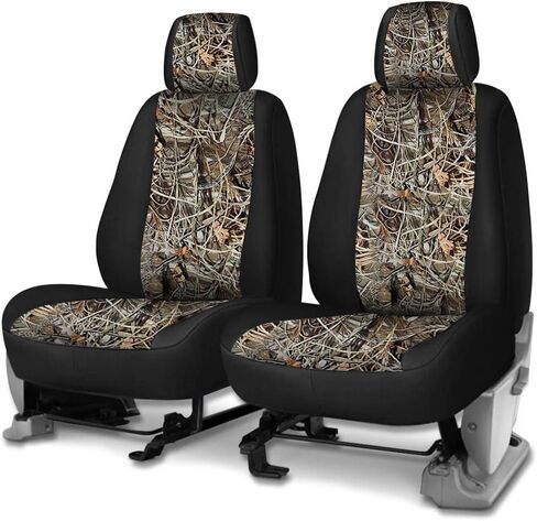 CarsCover Real Black Camo Seat Covers Maple Forest Tree Leaf Pattern Camouflage for Auto Truck Car SUV Hunter Style Seat Cover (9pc Black Camo Low Back) in Saudi Arabia