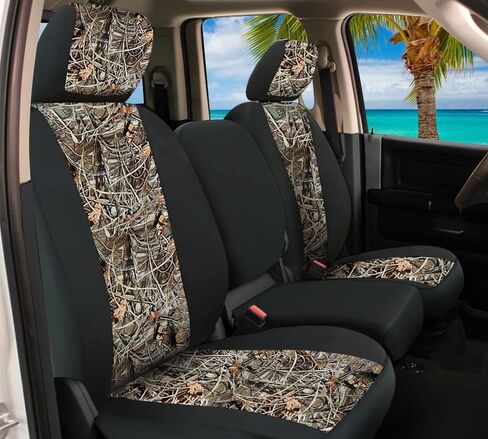 CarsCover Real Black Camo Seat Covers Maple Forest Tree Leaf Pattern Camouflage for Auto Truck Car SUV Hunter Style Seat Cover (9pc Black Camo Low Back) in Saudi Arabia