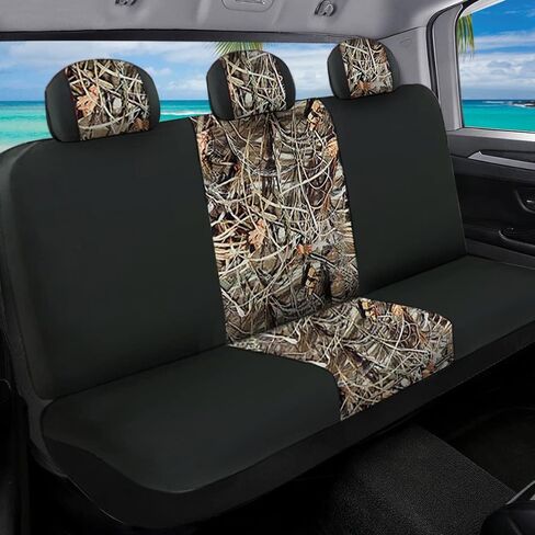 CarsCover Real Black Camo Seat Covers Maple Forest Tree Leaf Pattern Camouflage for Auto Truck Car SUV Hunter Style Seat Cover (9pc Black Camo Low Back) in Saudi Arabia