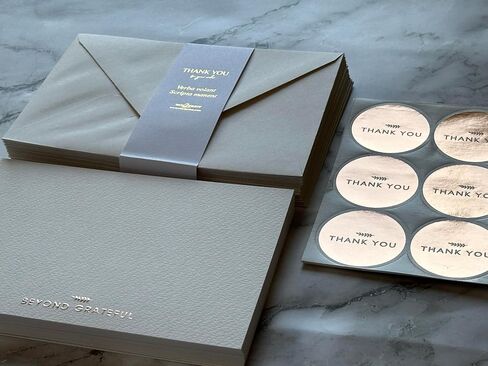 RUN2PRINT 36 Pack Dusty Blue Elegant Foiled Thank You Cards with Envelopes and 36 Peel and Seal Stickers in Saudi Arabia