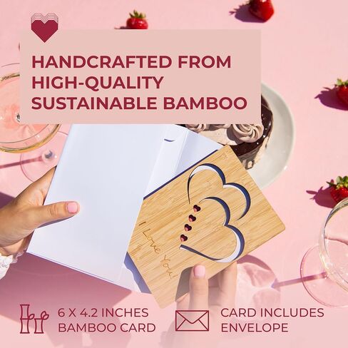HeartSpace | Pop Up Christmas Cards | Handmade Sustainable Bamboo 3D Christmas Cards | Unique Christmas & Holiday Cards | Memorable Wooden Keepsake | Christmas Cards with Envelopes | Merry Christmas in Saudi Arabia