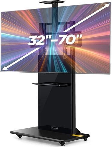 حامل تلفزيون متنقل مزود بعجلات لشاشات مسطحة LCD LED OLED بلازما مقاس 32-70 بوصة يصل وزنها إلى 220 رطلًا، حامل تلفزيون محمول على الأرض في الهواء الطلق وحامل شاشة متحرك للمكتب المنزلي in Kuwait