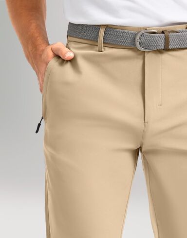 Men's Golf Pants - 30"/32"/34" Slim Fit Stretch Lightweight Dress Pants for Men with Zipper Pockets Casual Work in Saudi Arabia