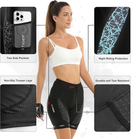 X-TIGER المرأة شورت الدراجة 5D وسادة الوسائد ركوب الدراجات الطريق ركوب الدراجات UPF 50 + جيوب دراجة السراويل الإناث in Kuwait