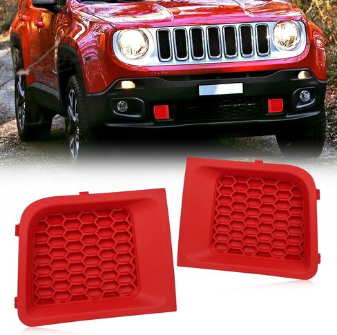 2PC Front Kidney Grilles Bezel Cover Kit for Jeep Renegade 2015-2018,1 Pair Left & Right, Black Bumper Grille Insert (BLACK STYLE) in Saudi Arabia