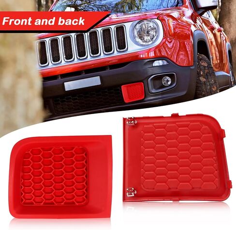 2PC Front Kidney Grilles Bezel Cover Kit for Jeep Renegade 2015-2018,1 Pair Left & Right, Black Bumper Grille Insert (BLACK STYLE) in Saudi Arabia
