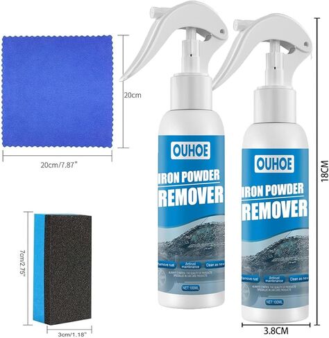Ouhoe Iron Powder Remover, 2024 New Ouhoe Car Rust Removal Spray,Car Rust Remover Spray Metal Surface Chrome Paint Car Cleaning,for Rust Removal of Various Metals(2PCS*100ml) in Kuwait