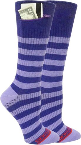 Compression Crew Socks - Anti pickpocket Zipper Socks with Pockets - 9mmHg - 12mmHg Light Compression in Saudi Arabia
