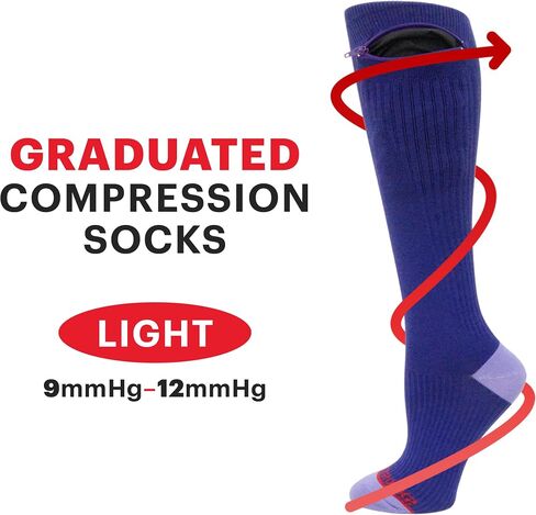 Compression Crew Socks - Anti pickpocket Zipper Socks with Pockets - 9mmHg - 12mmHg Light Compression in Saudi Arabia