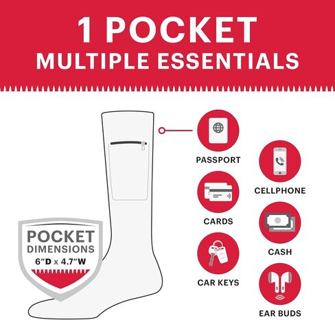 Compression Crew Socks - Anti pickpocket Zipper Socks with Pockets - 9mmHg - 12mmHg Light Compression in Saudi Arabia
