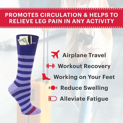 Compression Crew Socks - Anti pickpocket Zipper Socks with Pockets - 9mmHg - 12mmHg Light Compression in Saudi Arabia