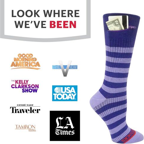 Compression Crew Socks - Anti pickpocket Zipper Socks with Pockets - 9mmHg - 12mmHg Light Compression in Saudi Arabia