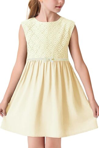 Girls Elegant Lace Dress Loose Formal Dress for Party Wedding Birthday Church 6-12 Years Old in Kuwait