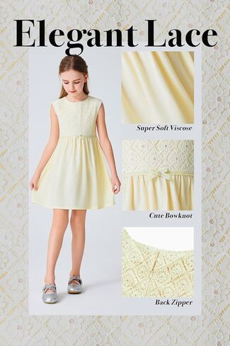Girls Elegant Lace Dress Loose Formal Dress for Party Wedding Birthday Church 6-12 Years Old in Kuwait