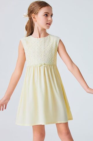 Girls Elegant Lace Dress Loose Formal Dress for Party Wedding Birthday Church 6-12 Years Old in Kuwait