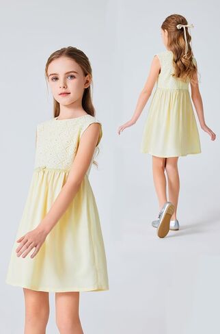Girls Elegant Lace Dress Loose Formal Dress for Party Wedding Birthday Church 6-12 Years Old in Kuwait