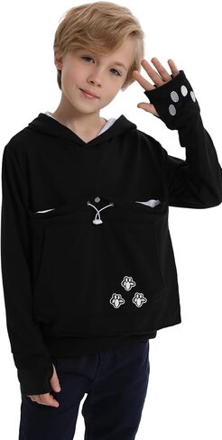 Boys Girls Cat Pouch Hoodie - Kitten Puppy Carrier Holder Sweatshirt Long Sleeve Cat Ear Pullover Tops in Saudi Arabia
