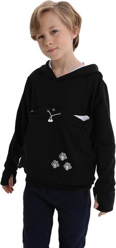 Boys Girls Cat Pouch Hoodie - Kitten Puppy Carrier Holder Sweatshirt Long Sleeve Cat Ear Pullover Tops in Saudi Arabia