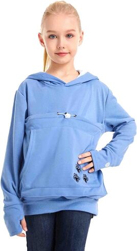 Boys Girls Cat Pouch Hoodie - Kitten Puppy Carrier Holder Sweatshirt Long Sleeve Cat Ear Pullover Tops in Saudi Arabia