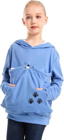 Boys Girls Cat Pouch Hoodie - Kitten Puppy Carrier Holder Sweatshirt Long Sleeve Cat Ear Pullover Tops in Saudi Arabia