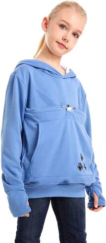 Boys Girls Cat Pouch Hoodie - Kitten Puppy Carrier Holder Sweatshirt Long Sleeve Cat Ear Pullover Tops in Saudi Arabia