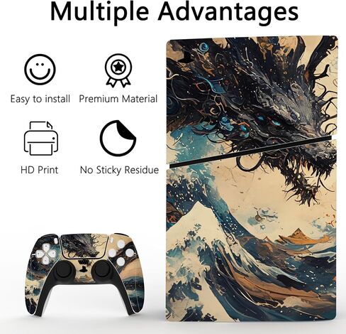 PlayVital Full Set Skin Sticker for ps5 Slim Console Disc Edition (The New Smaller Design), Vinyl Skin Decal Cover for ps5 Controller & Headset & Charging Station & Media Remote - Abyss Knight in Saudi Arabia