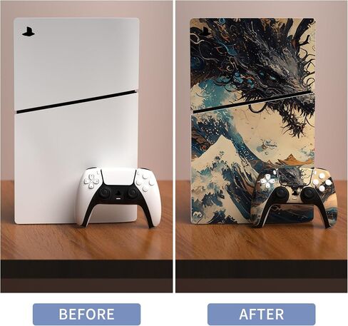 PlayVital Full Set Skin Sticker for ps5 Slim Console Disc Edition (The New Smaller Design), Vinyl Skin Decal Cover for ps5 Controller & Headset & Charging Station & Media Remote - Abyss Knight in Saudi Arabia