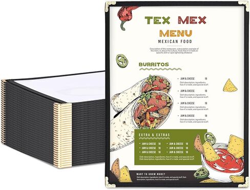 WeChef 30 حزمة أغطية قائمة المطاعم 8.5 × 11 صفحة واحدة 2 عرض شفاف لقائمة المطاعم حامل أسود in Kuwait