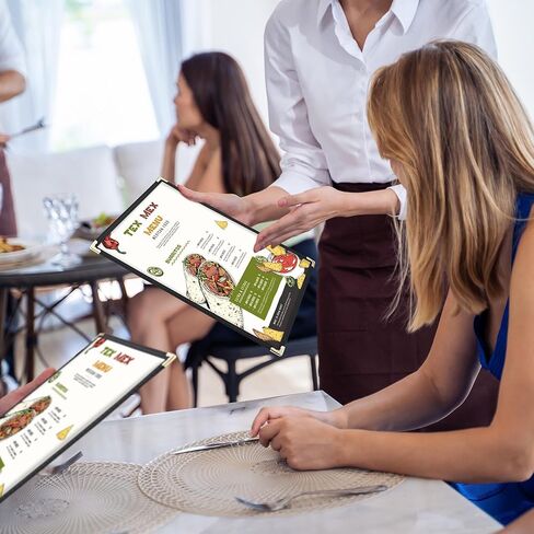 WeChef 30 حزمة أغطية قائمة المطاعم 8.5 × 11 صفحة واحدة 2 عرض شفاف لقائمة المطاعم حامل أسود in Kuwait