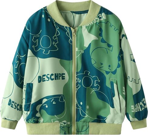 سترة رقيقة بطبعة ديناصور كارتوني للأطفال الصغار الصغار بأكمام طويلة وسترة بيسبول خفيفة الوزن للأعمار من 1 إلى 7 سنوات in Kuwait
